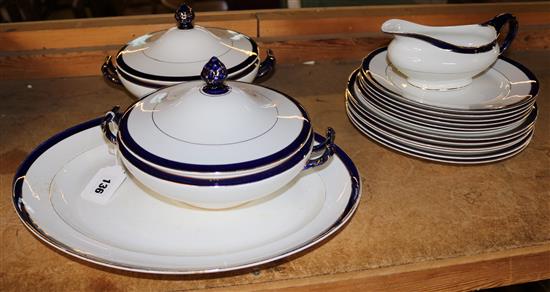 Staffordshire blue bordered part dinner service(-)